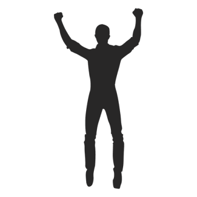 a silhouette of a man with his arms up
