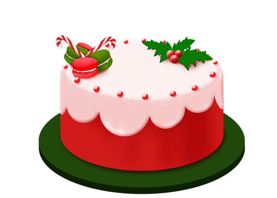 a christmas cake with holly and berries on top