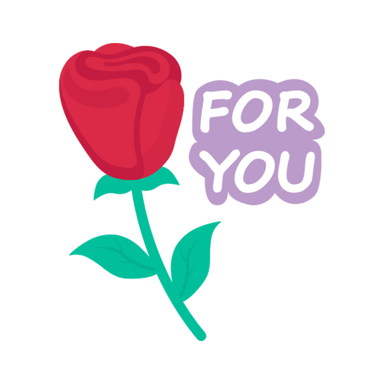 a red rose with the words for you