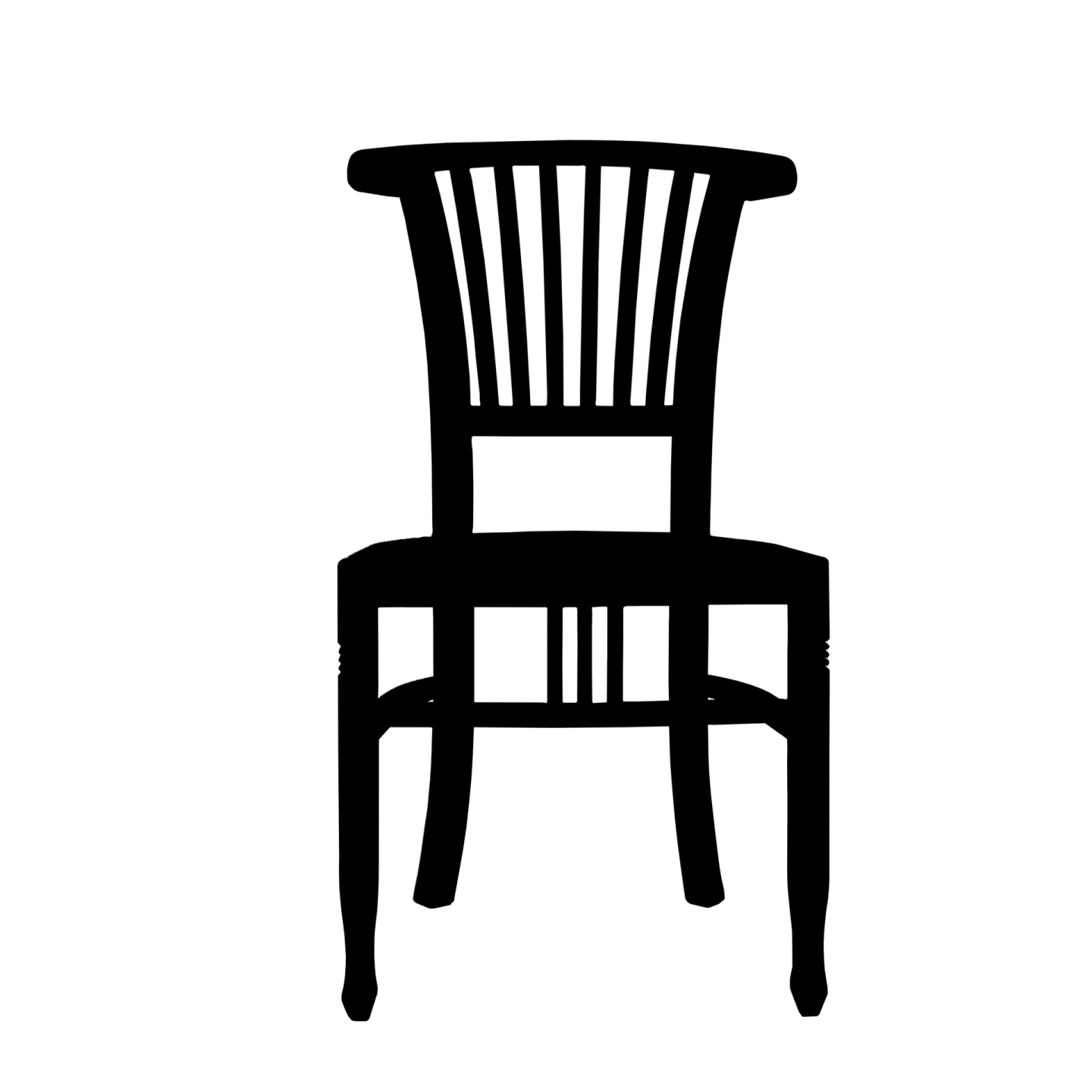 a black and white silhouette of a chair