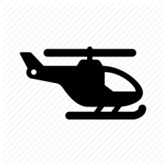 a black and white icon of a helicopter