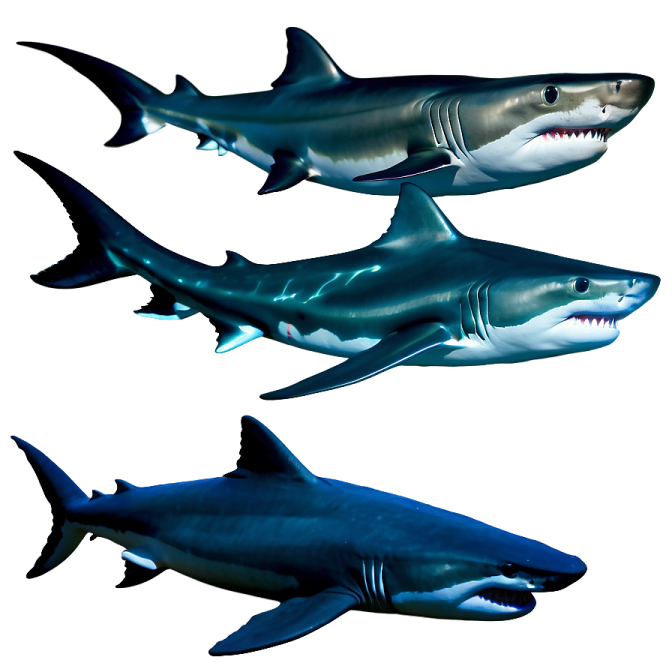 three different types of sharks