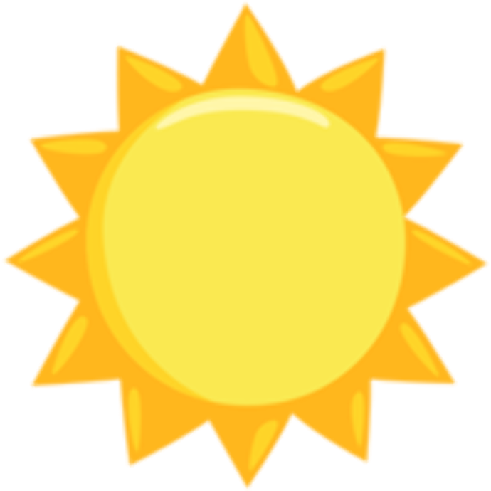 a yellow sun on white background