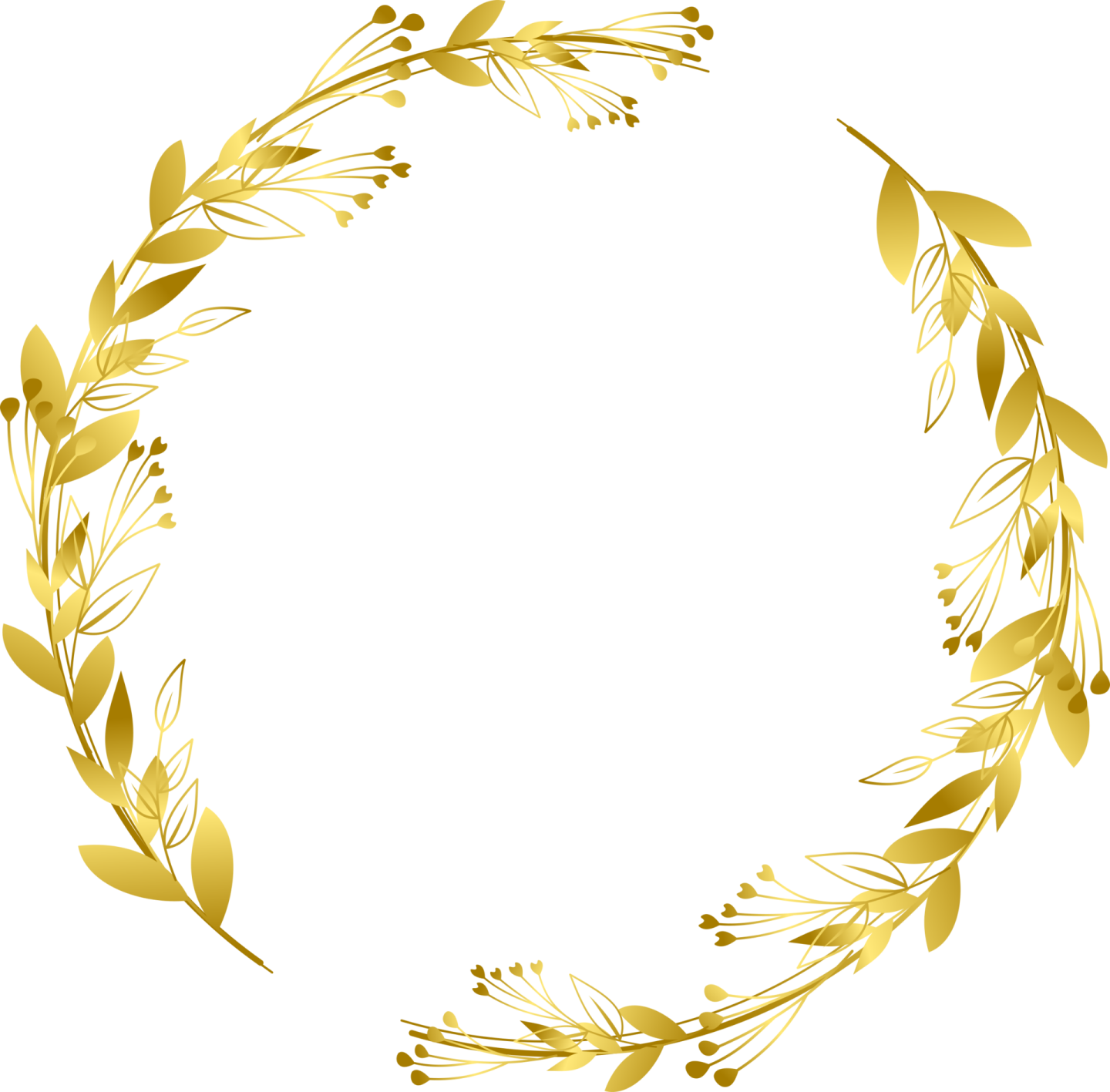a gold wreath with leaves on it
