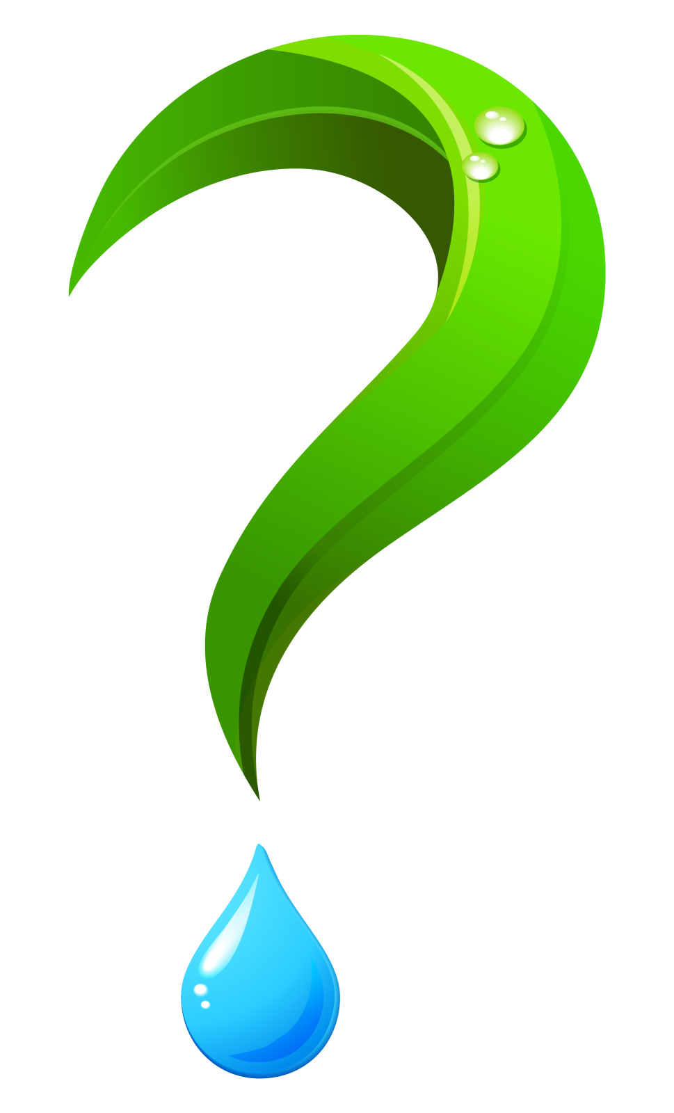 a green question sign with water drop