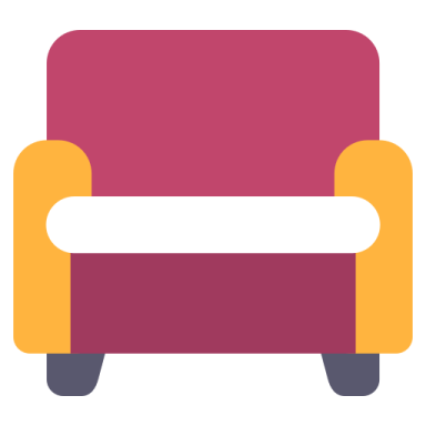 a red and yellow chair