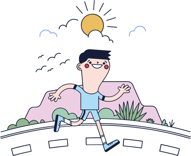 an illustration of a man running down a hill