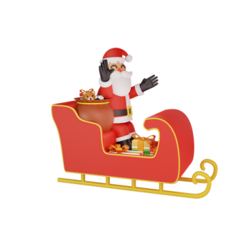 a santa claus on a sler with presents