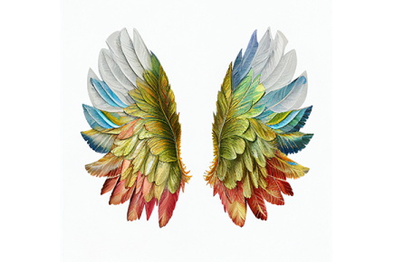 a pair of colorful wings