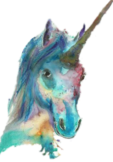 a watercolor painting of a unicorn's head