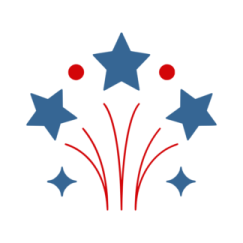 red, white and blue fireworks clipart