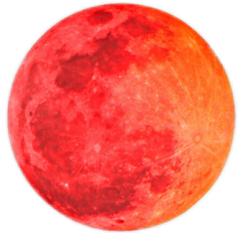 a red moon with a white background