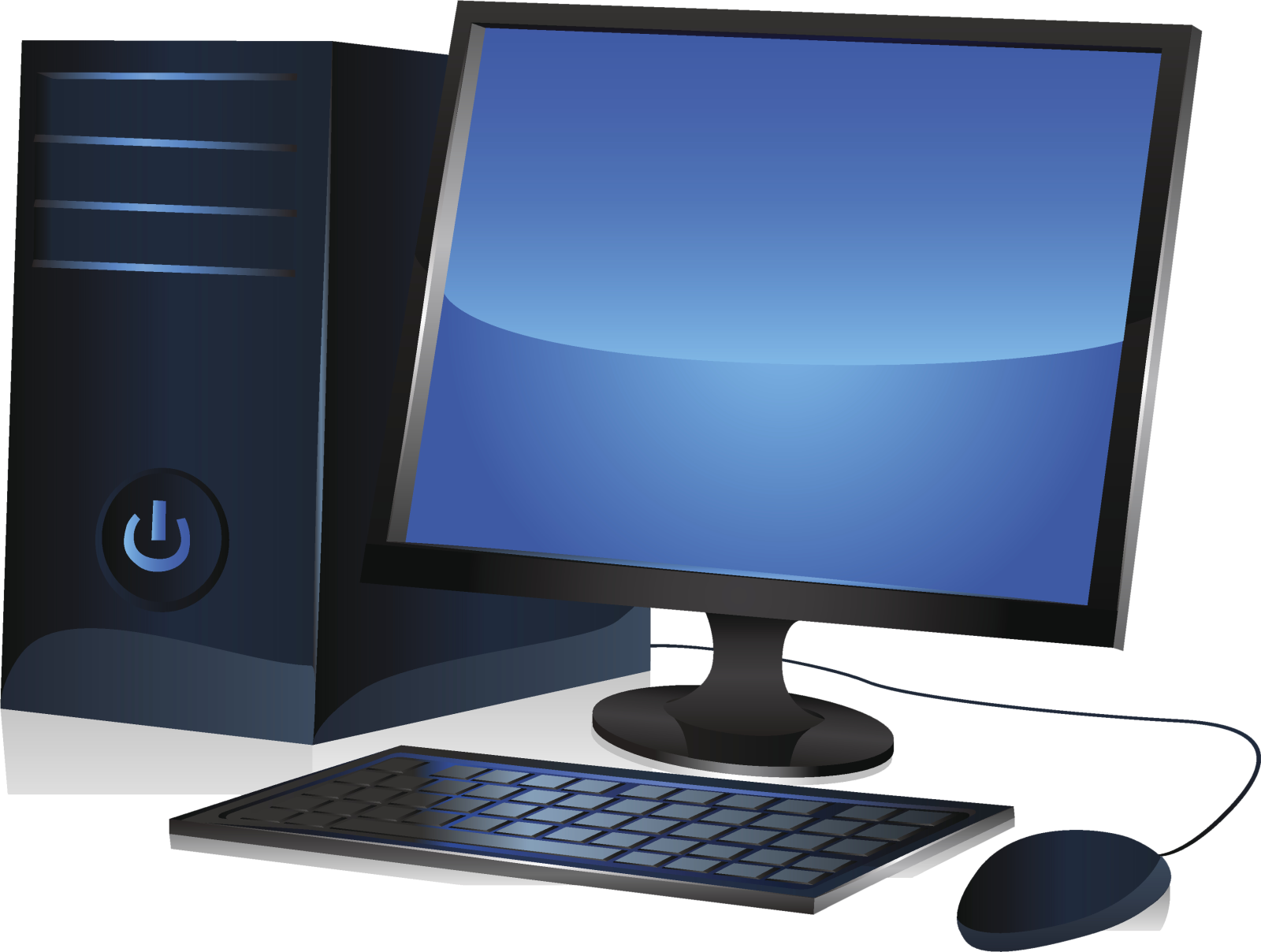 a computer and mouse on a white background
