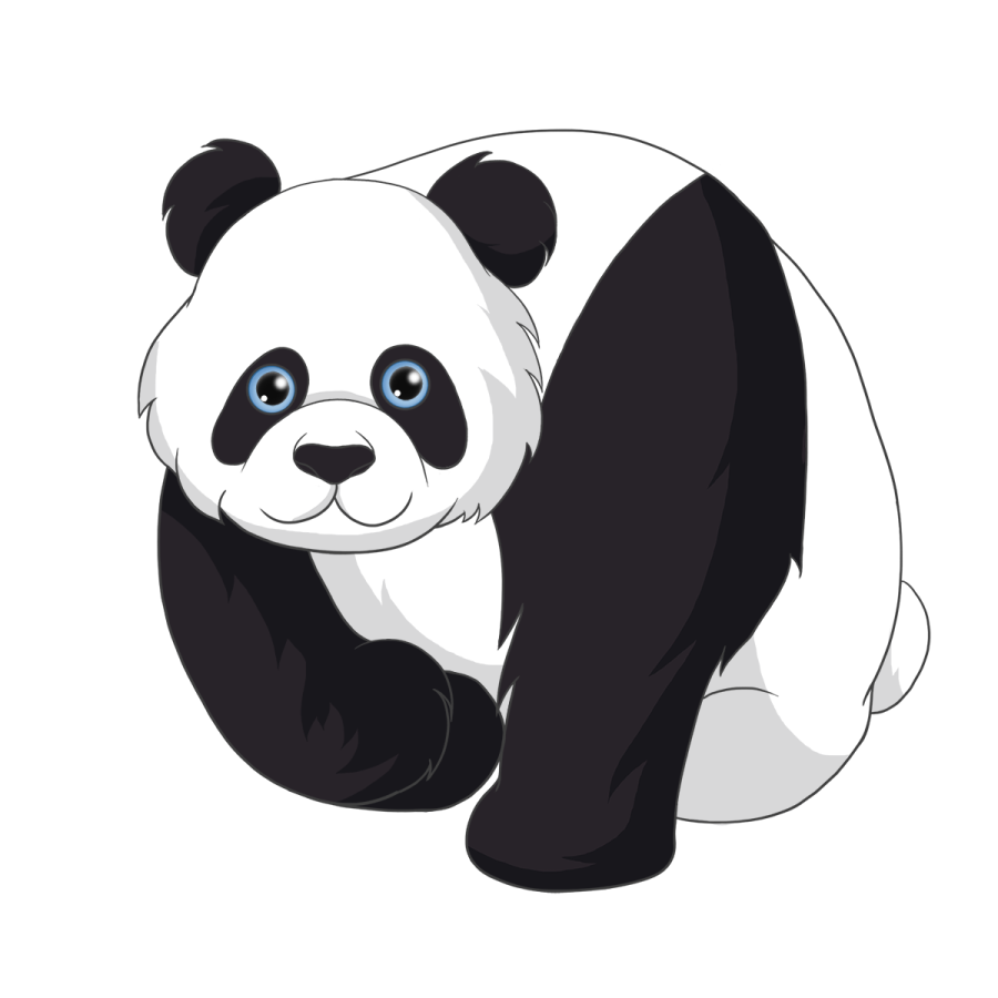 a panda bear with blue eyes