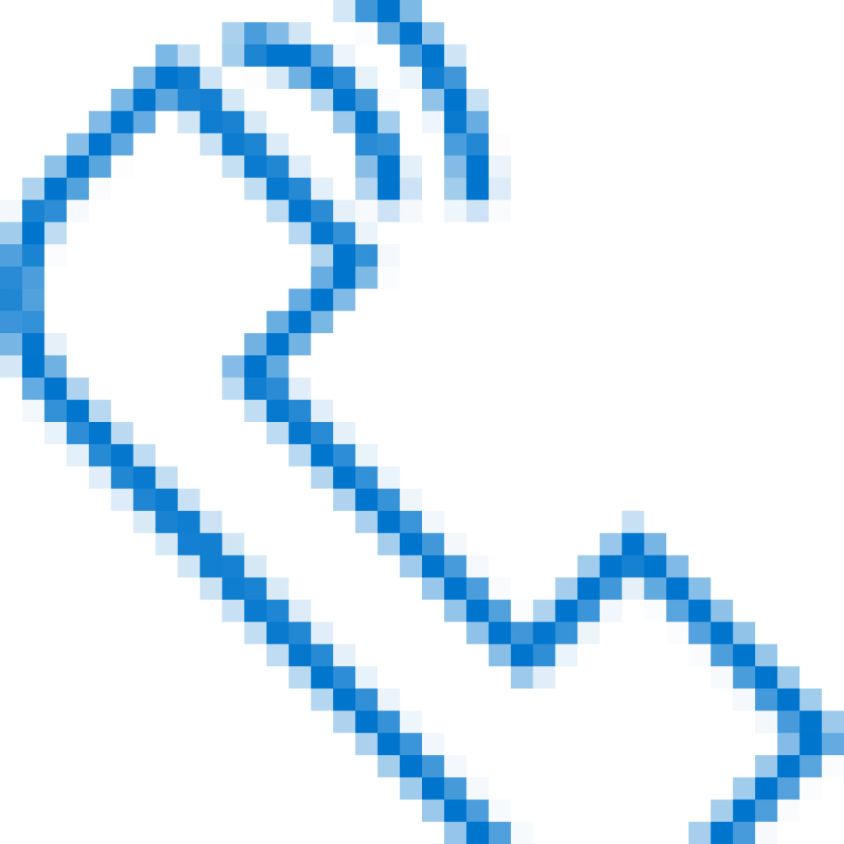 a blue and white icon with the letter p