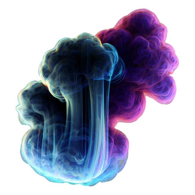 purple and blue smoke on white background