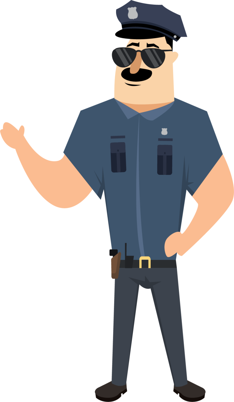 a police officer with his hands out