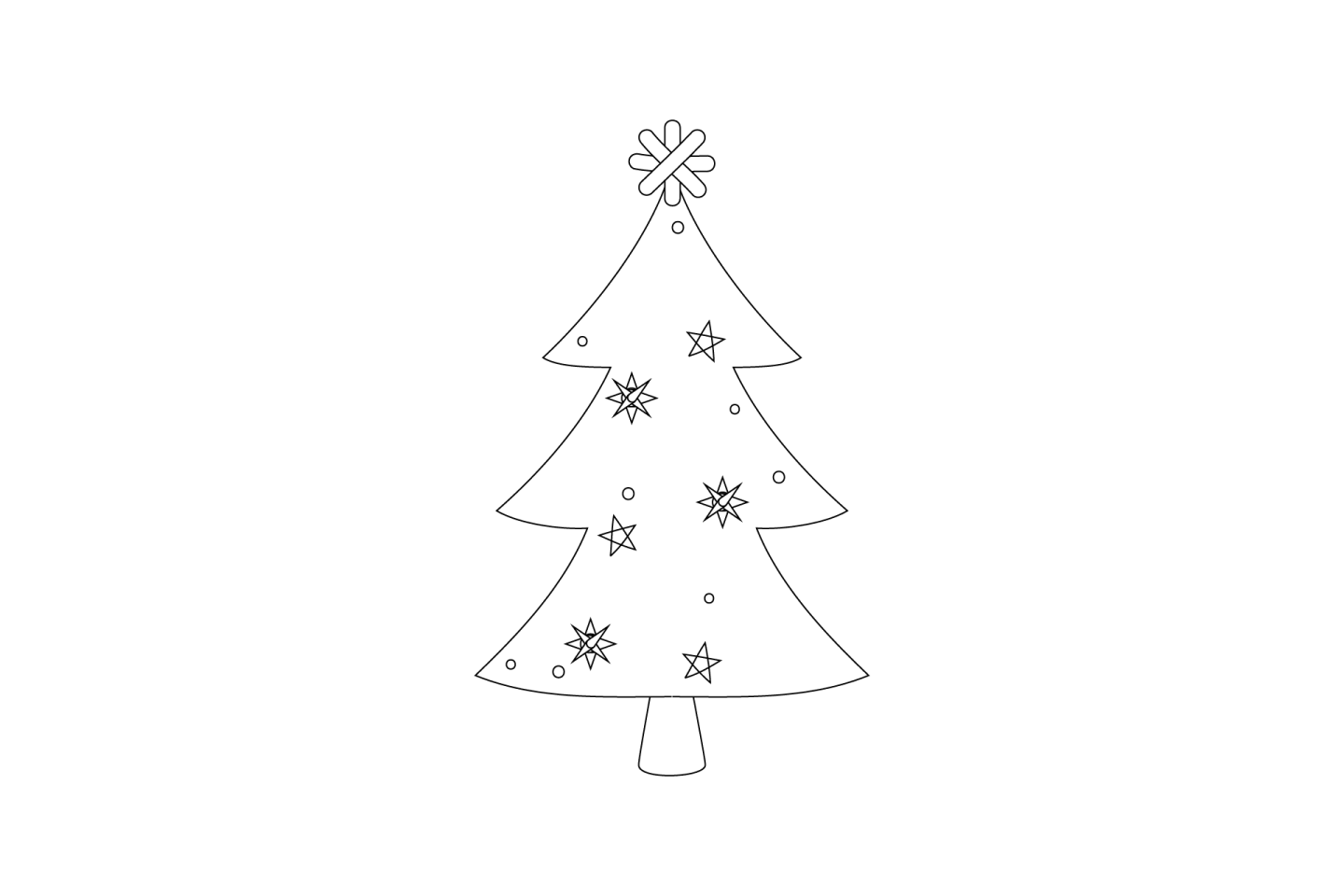 a black and white drawing of a christmas tree