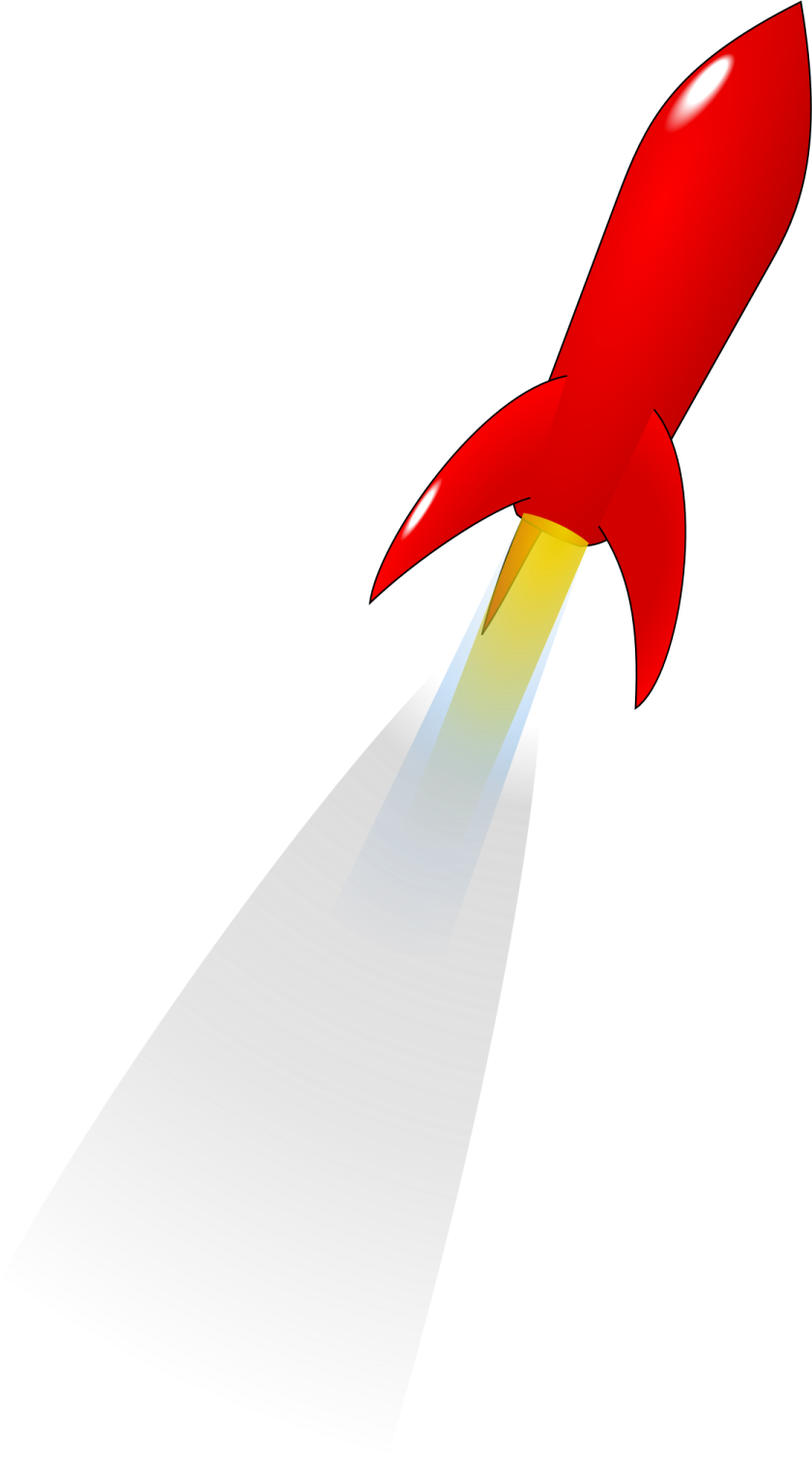 a red rocket flying through the air