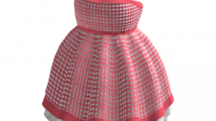 a red and white dress on a white background