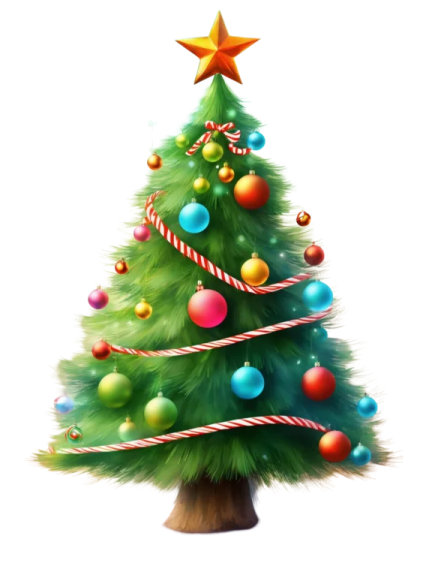 a christmas tree with ornaments and candy canes