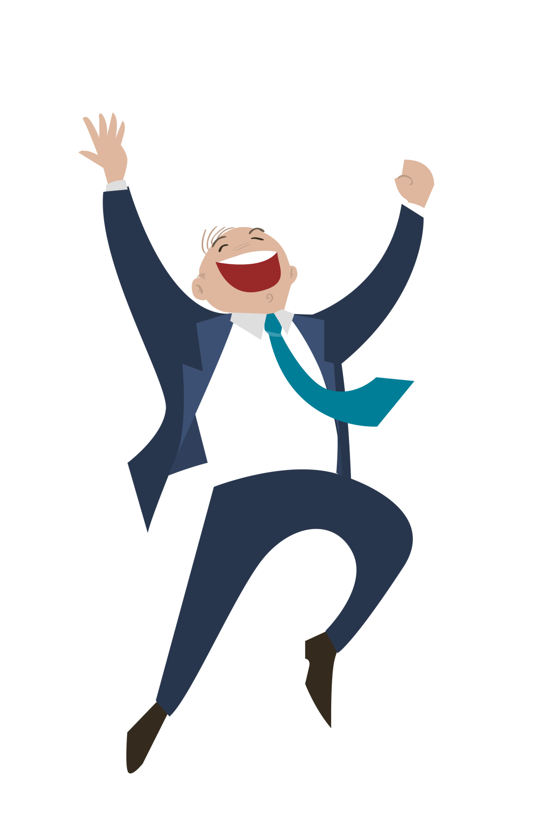 a man in a suit and tie jumping