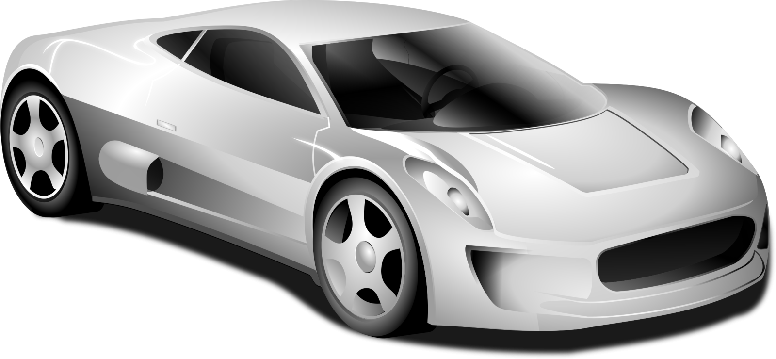 a white sports car with black rims