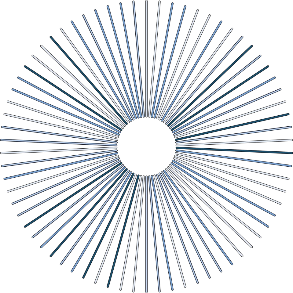 a circle made up of blue rays