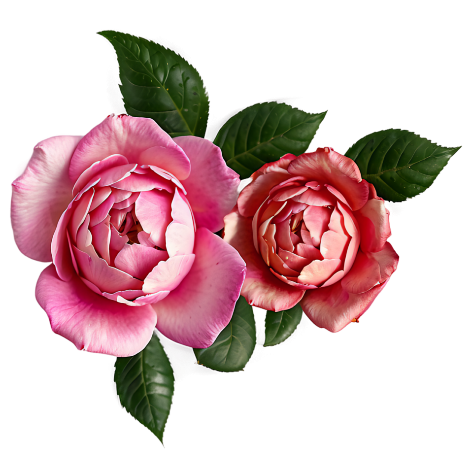 two pink roses on a white background
