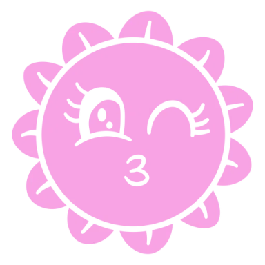 a pink sun with eyes closed