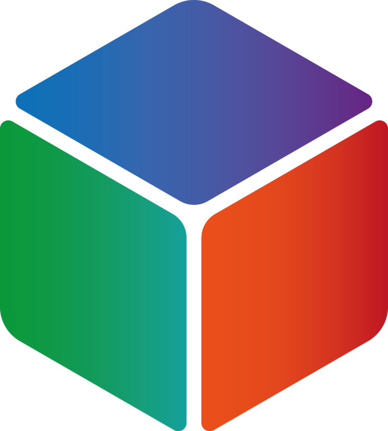 a colorful cube with a white background