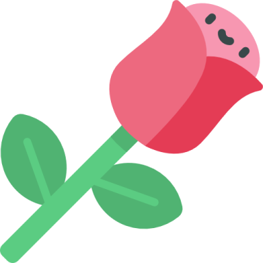 a pink rose with green leaves