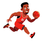 a basketball player with a ball in his hand