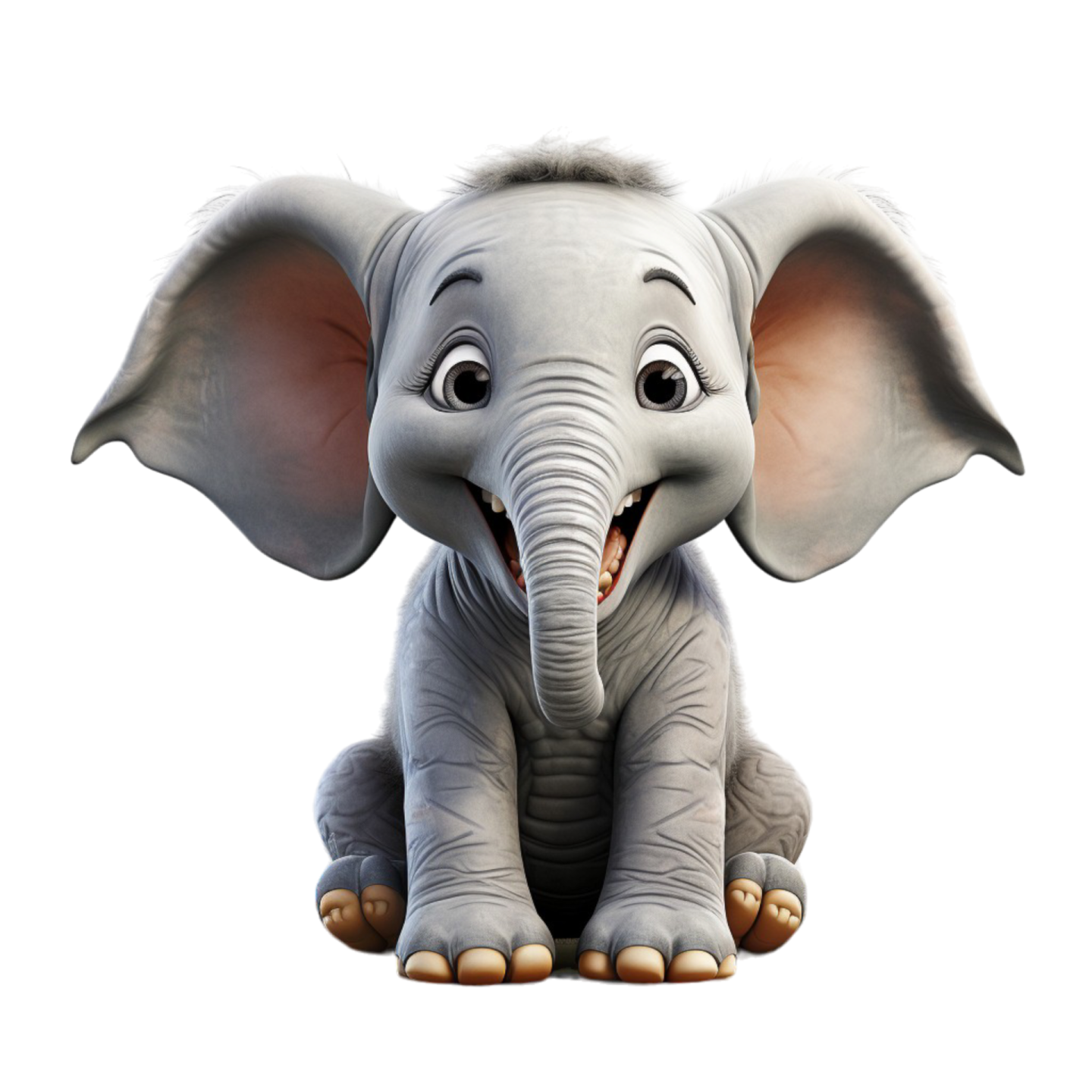 an elephant sitting on the ground with its mouth open