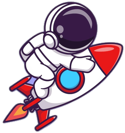 a cartoon rocket with an astronaut on it