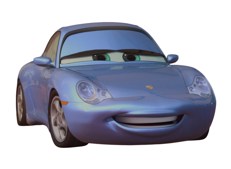 a blue car with a smiling face