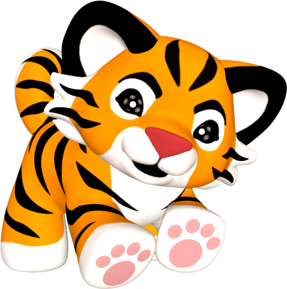 a cartoon tiger sitting on the ground