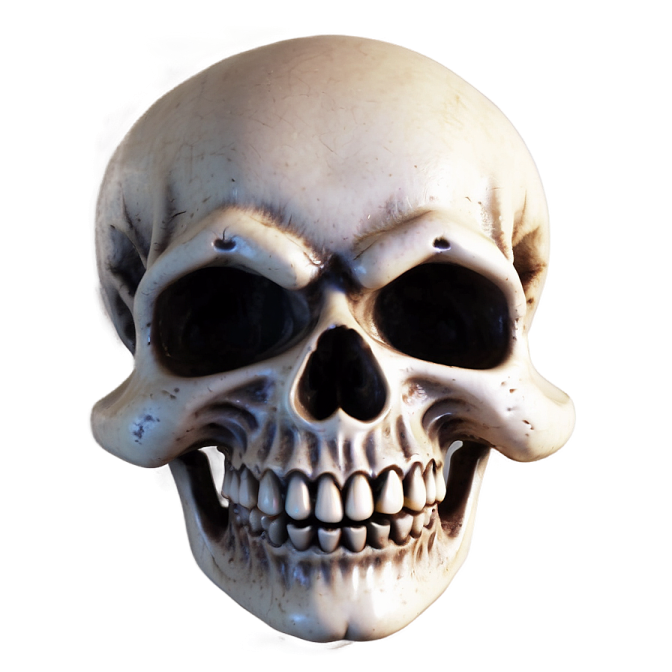 a fake human skull on a white background