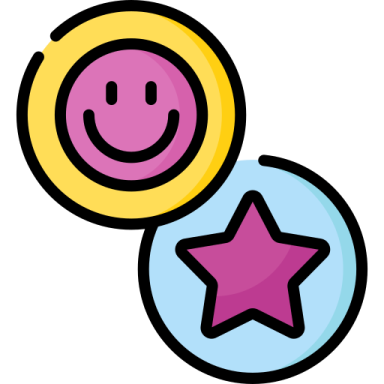 two stars and a smiley face