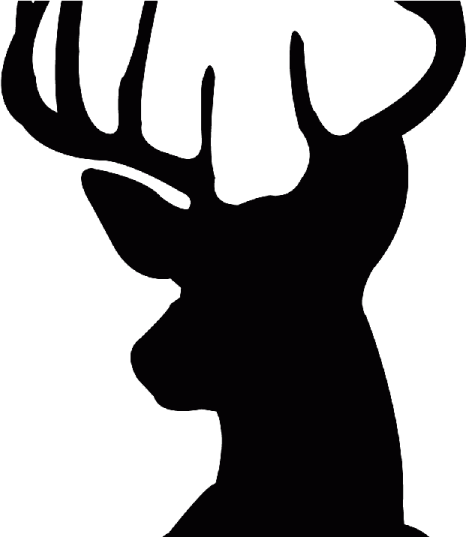 a deer head silhouetted on a white background
