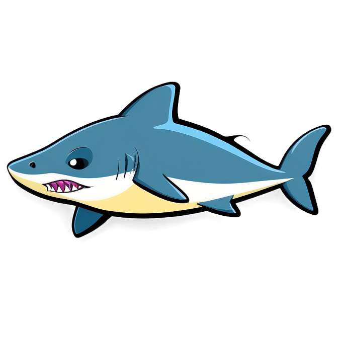 a cartoon shark with its mouth open