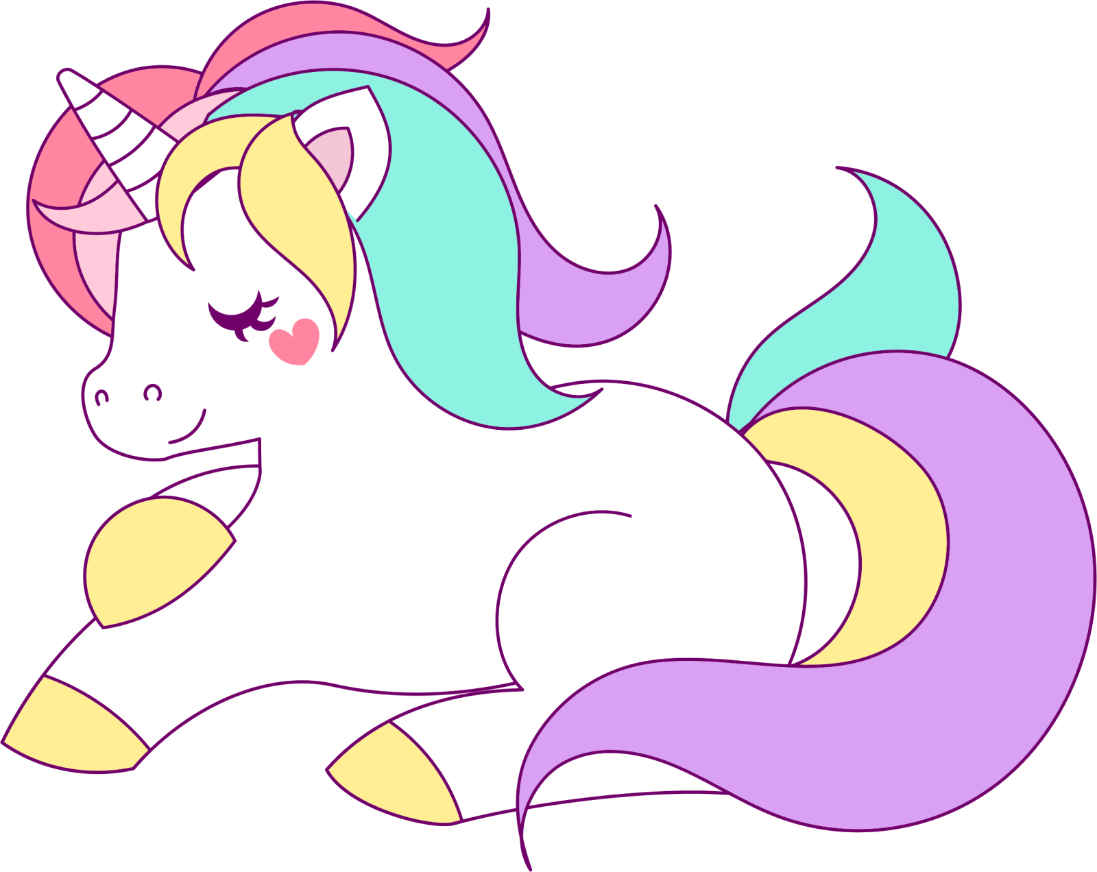 a drawing of a unicorn with a pink mane