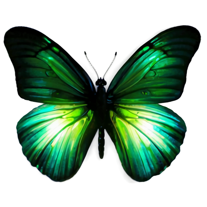 a green butterfly on a white background