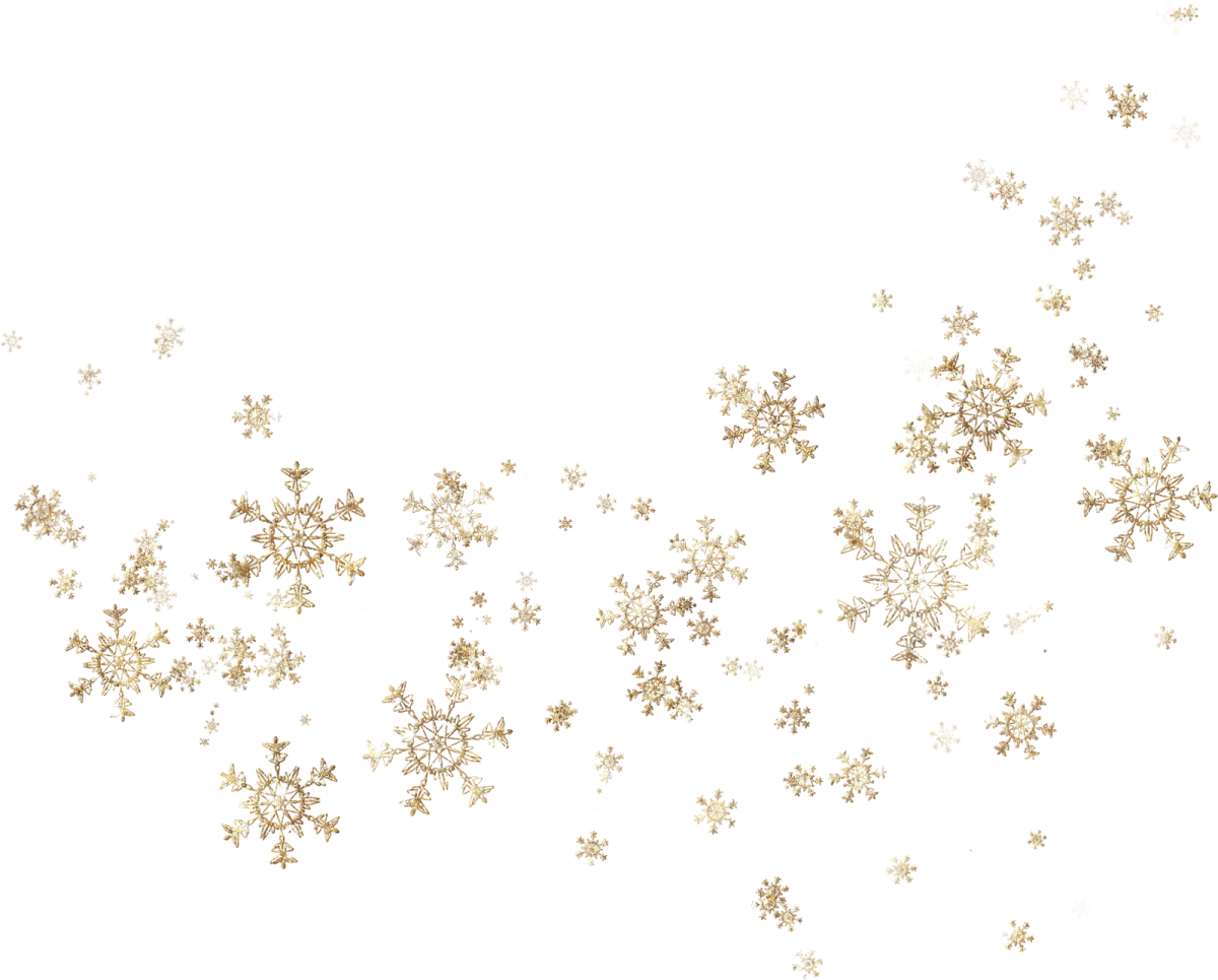 a white background with gold snowflakes