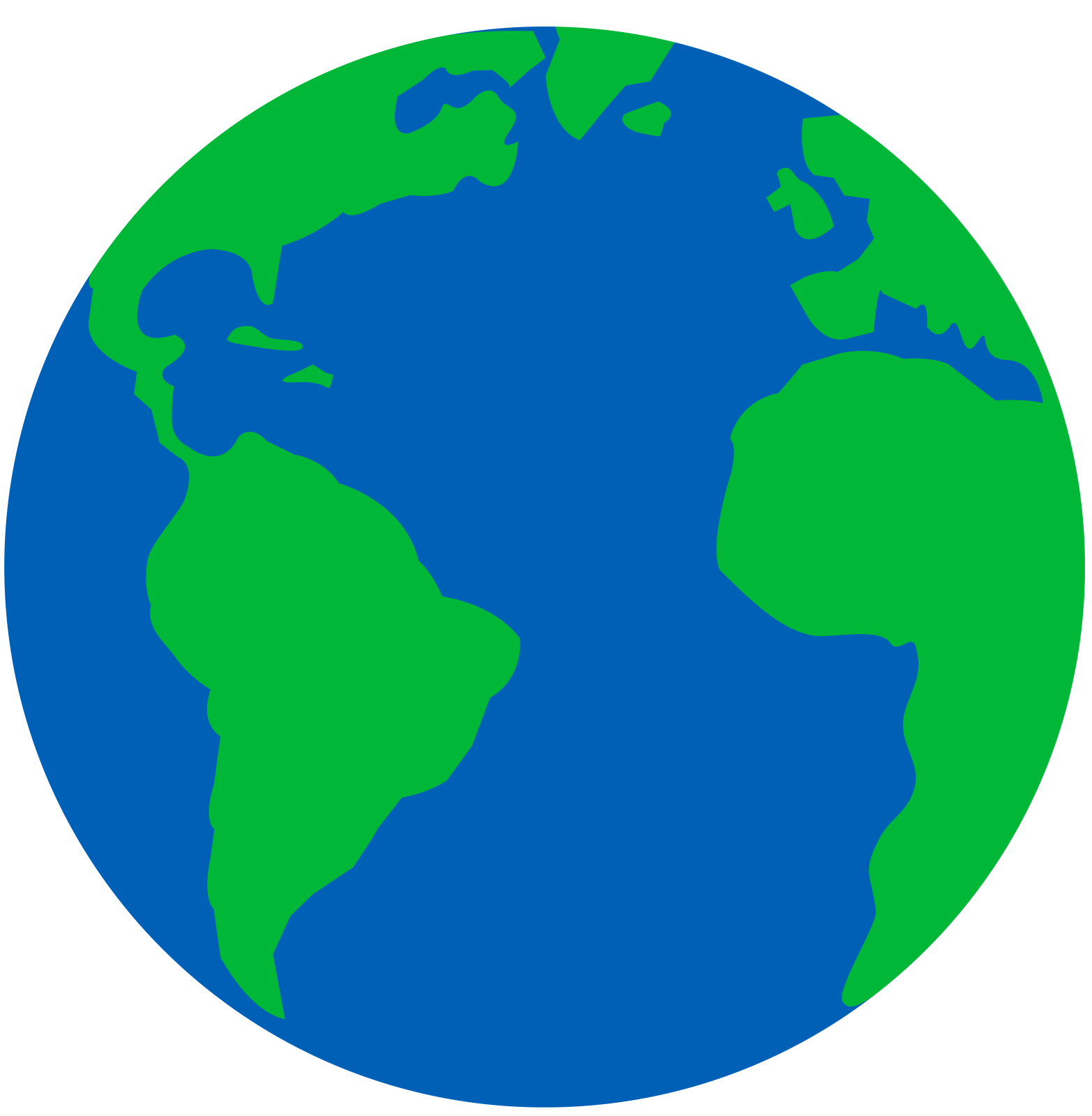 a blue and green earth with a white background