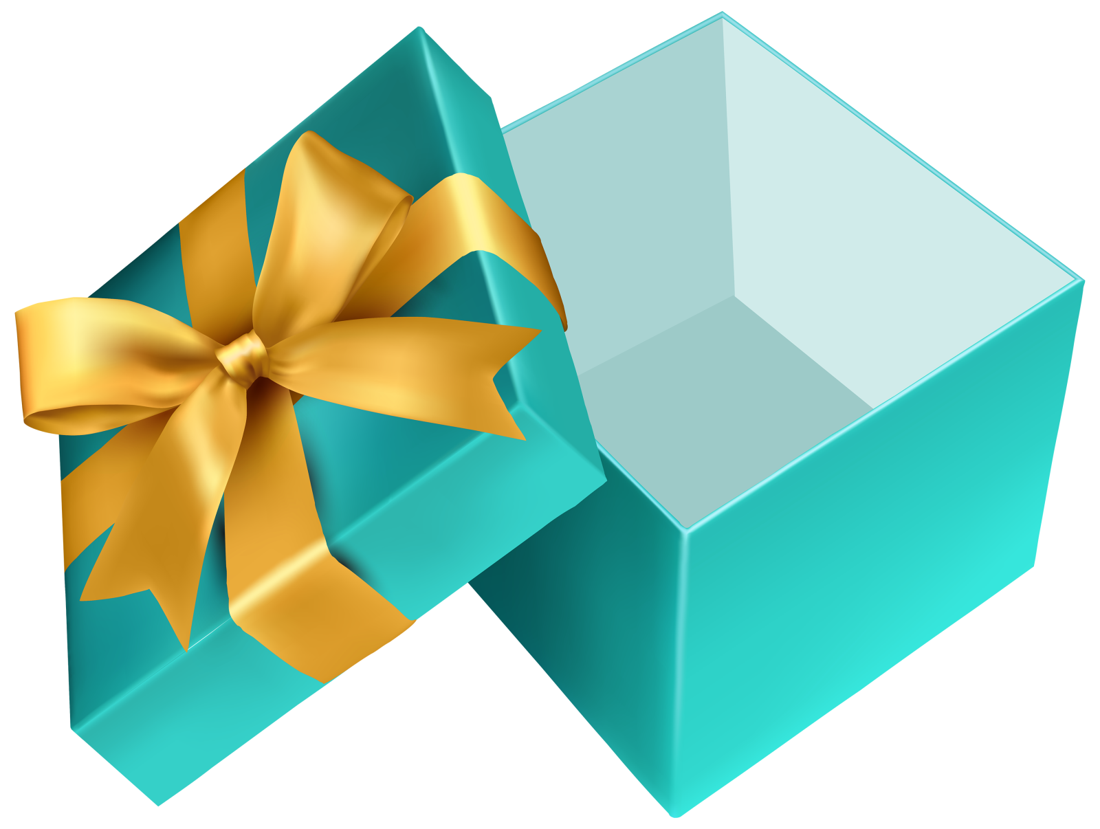 a blue gift box with a gold bow