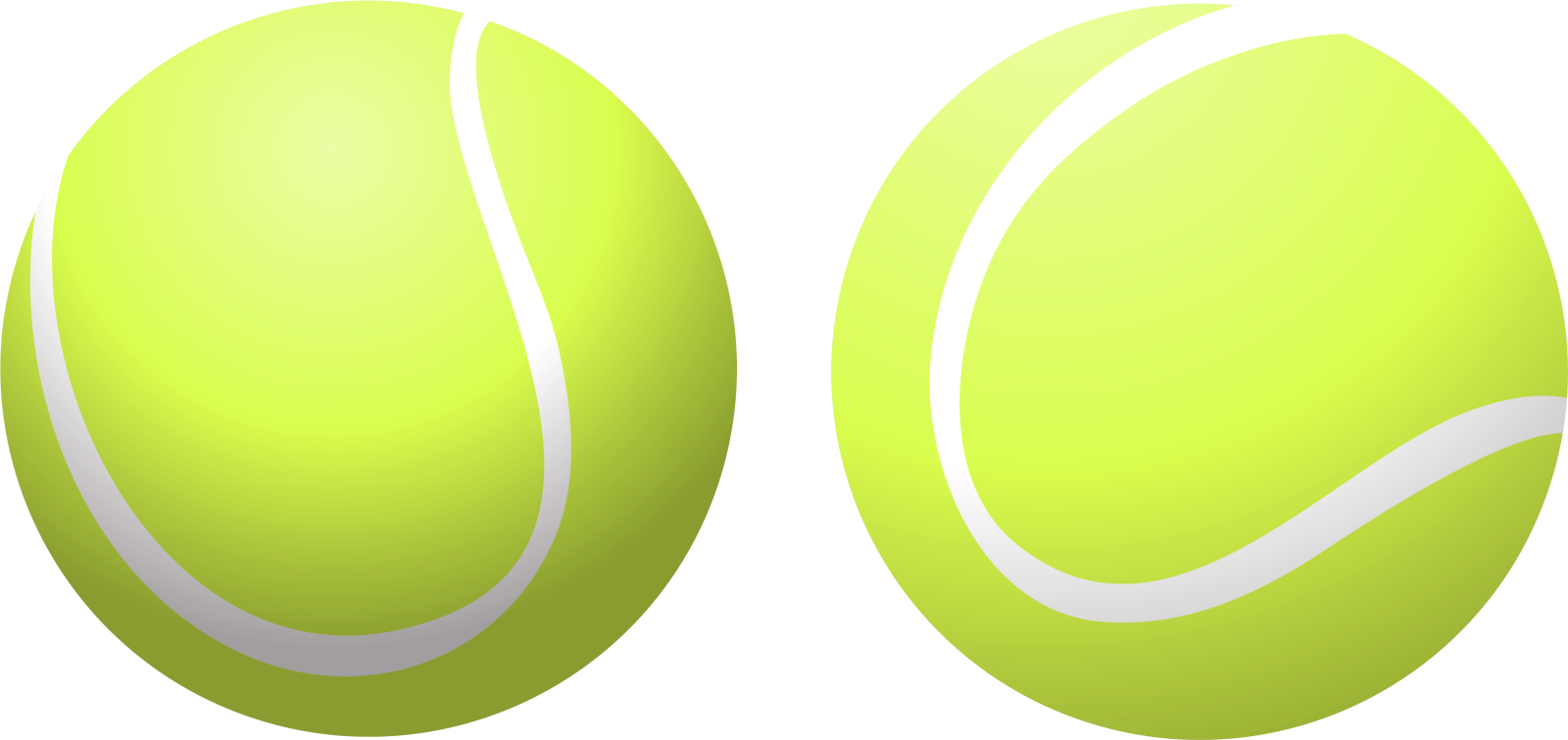 two tennis balls with a white background