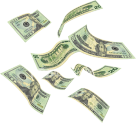 a pile of money falling from the sky