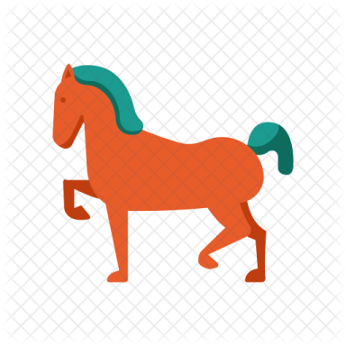 an orange horse with a green mane on its head