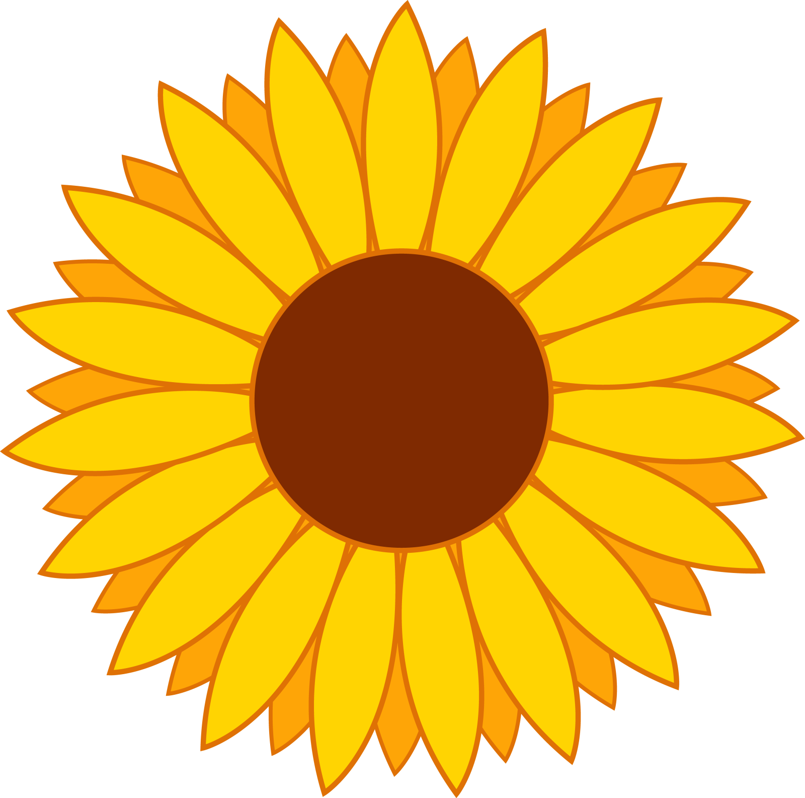 a yellow sunflower with brown center